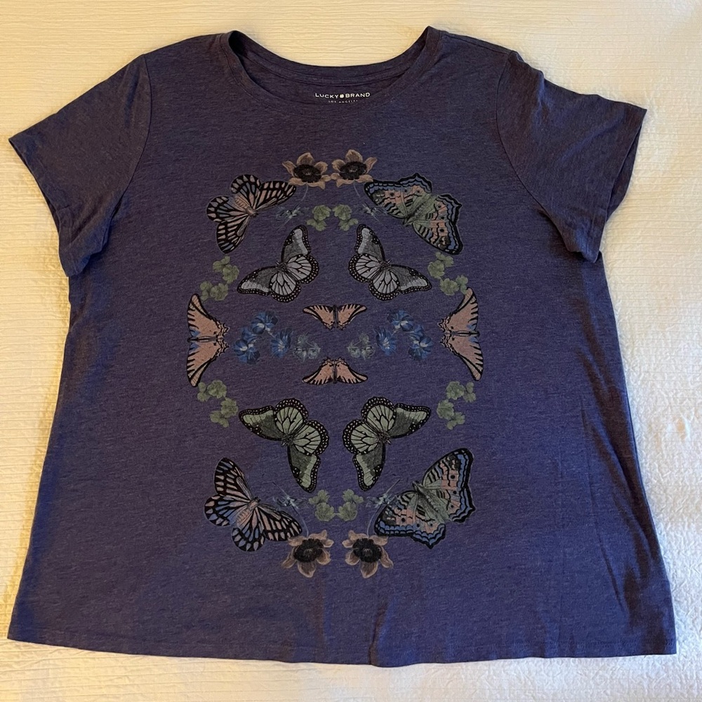 Lucky Brand Purple Butterfly Graphic Tee